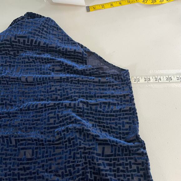 Susan Graver Blue Velvet Pattern Over Sheer Open Vest Top Women's Small - Picture 9 of 11